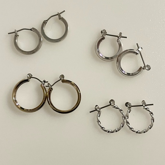 Set of 4 Silver Tone Earrings - Picture 12 of 12